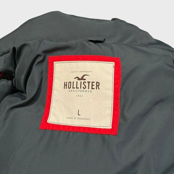 Hollister Womens Large Down Puffer Vest Zipper Front Sleeveless Pockets - Picture 5 of 9